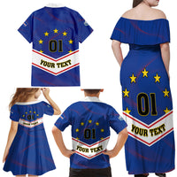 Cape Verde Football Family Matching Off Shoulder Maxi Dress and Hawaiian Shirt Come On Tubaroes Azuis - Wonder Print Shop