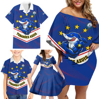 Cape Verde Football Family Matching Off Shoulder Short Dress and Hawaiian Shirt Come On Tubaroes Azuis - Wonder Print Shop