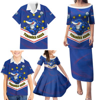 Cape Verde Football Family Matching Puletasi and Hawaiian Shirt Come On Tubaroes Azuis - Wonder Print Shop