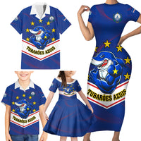 Cape Verde Football Family Matching Short Sleeve Bodycon Dress and Hawaiian Shirt Come On Tubaroes Azuis - Wonder Print Shop