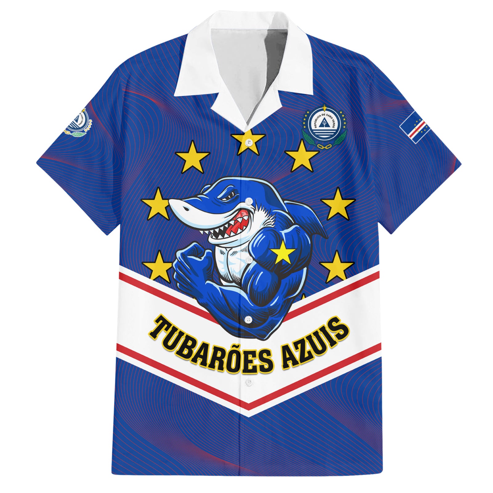 Cape Verde Football Hawaiian Shirt Come On Tubaroes Azuis - Wonder Print Shop