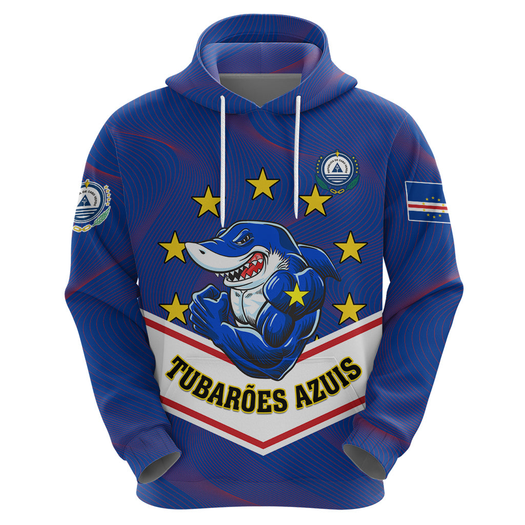 Cape Verde Football Hoodie Come On Tubaroes Azuis - Wonder Print Shop