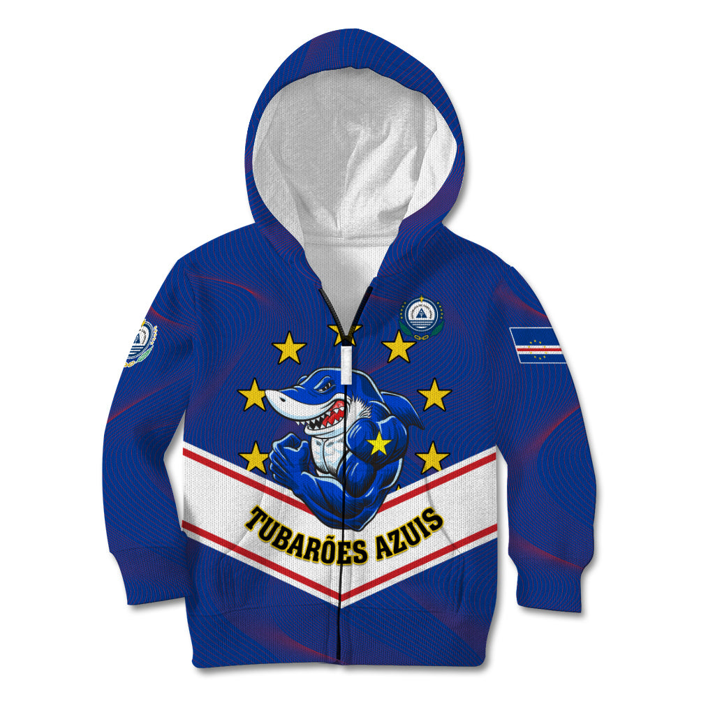 Cape Verde Football Kid Hoodie Come On Tubaroes Azuis - Wonder Print Shop