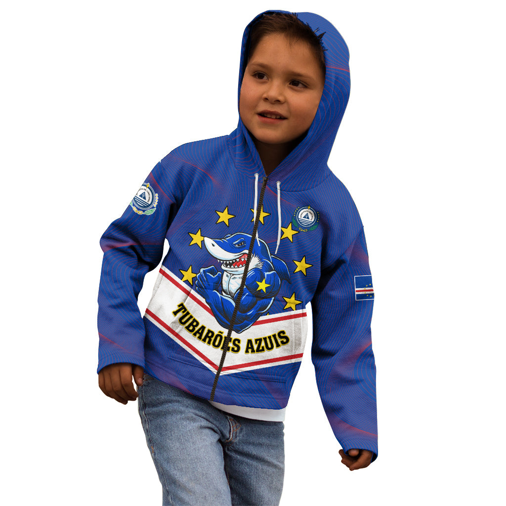Cape Verde Football Kid Hoodie Come On Tubaroes Azuis - Wonder Print Shop