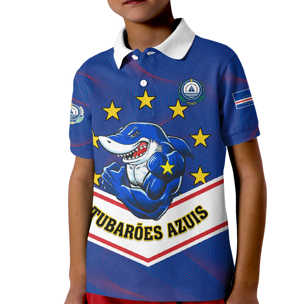 Cape Verde Football Kid Polo Shirt Come On Tubaroes Azuis - Wonder Print Shop