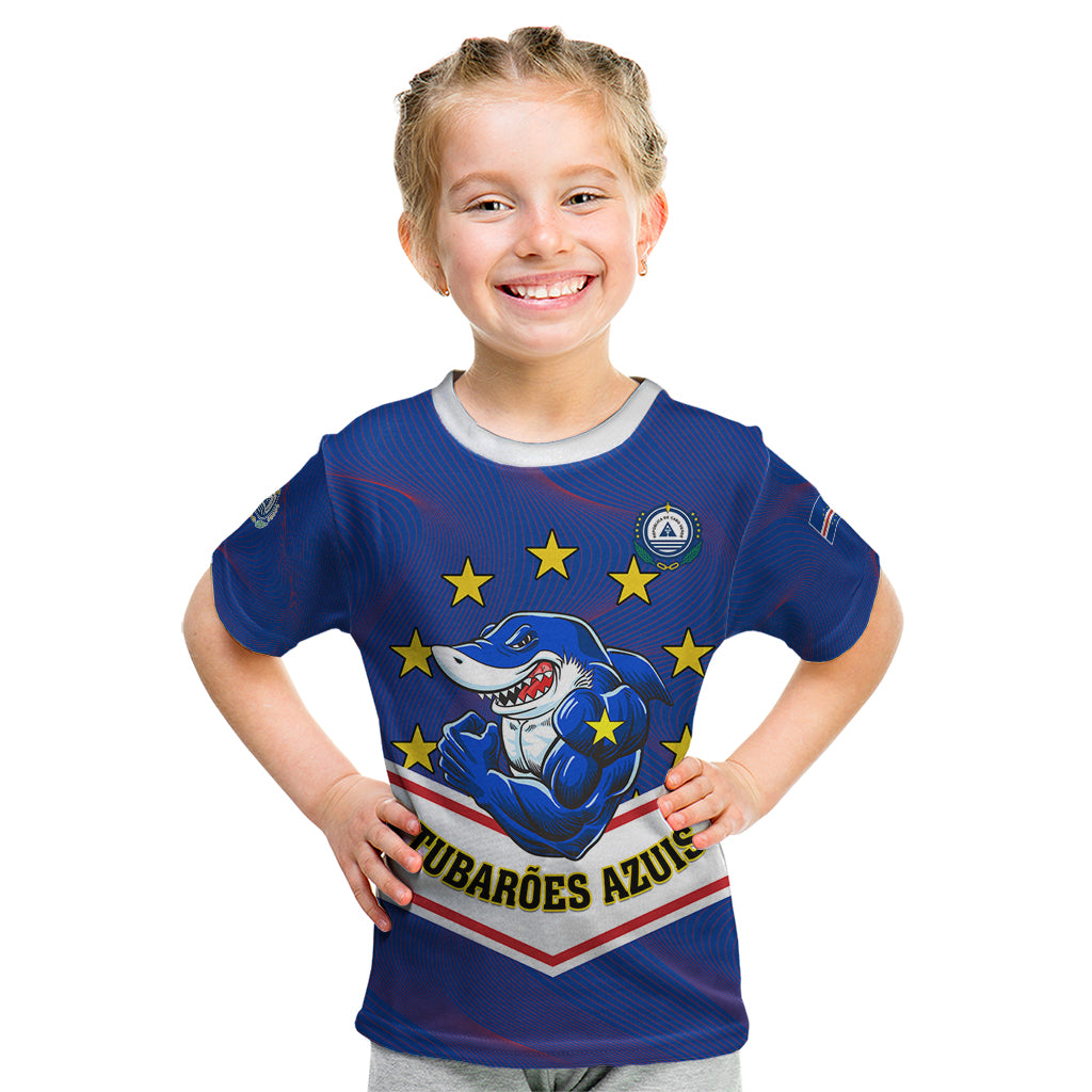 Cape Verde Football Kid T Shirt Come On Tubaroes Azuis - Wonder Print Shop