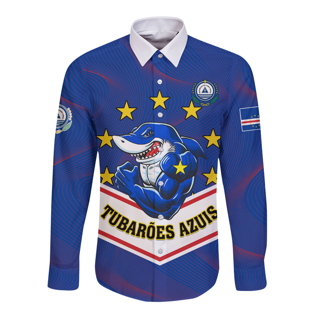 Cape Verde Football Long Sleeve Button Shirt Come On Tubaroes Azuis - Wonder Print Shop