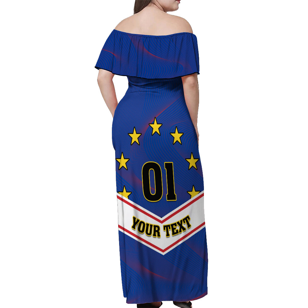 Cape Verde Football Off Shoulder Maxi Dress Come On Tubaroes Azuis - Wonder Print Shop