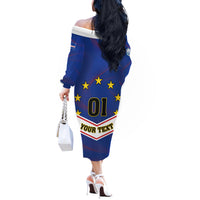 Cape Verde Football Off The Shoulder Long Sleeve Dress Come On Tubaroes Azuis - Wonder Print Shop