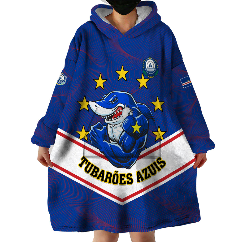 Cape Verde Football Wearable Blanket Hoodie Come On Tubaroes Azuis - Wonder Print Shop