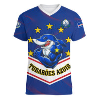 Cape Verde Football Women V Neck T Shirt Come On Tubaroes Azuis - Wonder Print Shop