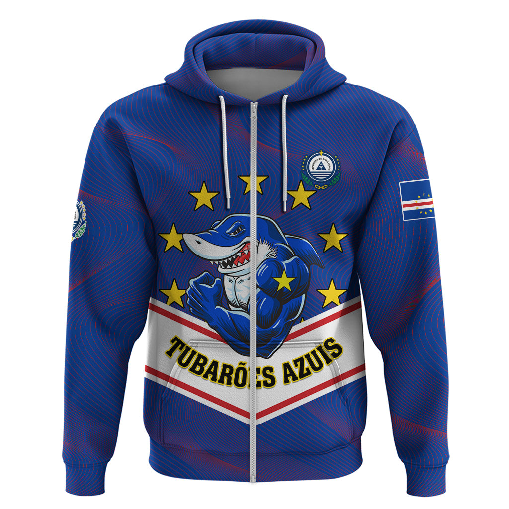 Cape Verde Football Zip Hoodie Come On Tubaroes Azuis - Wonder Print Shop