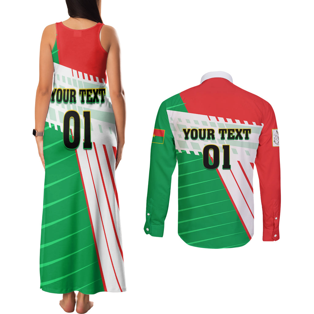 Burkina Faso Football Couples Matching Tank Maxi Dress and Long Sleeve Button Shirt Go Les Etalons - Wonder Print Shop