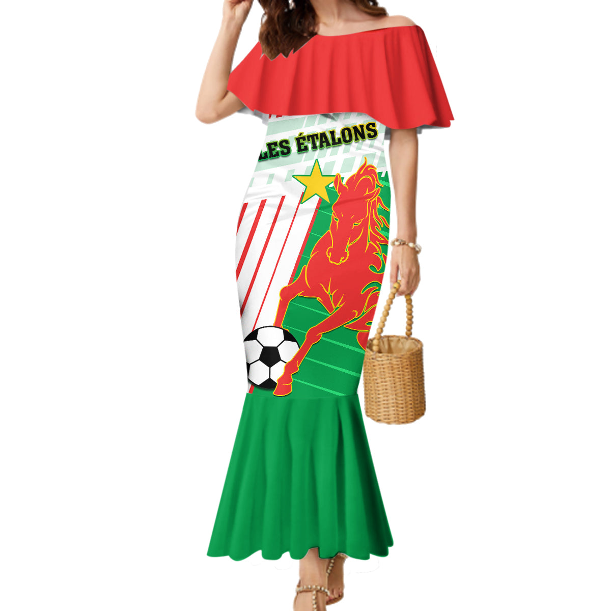 Burkina Faso Football Family Matching Mermaid Dress and Hawaiian Shirt Go Les Etalons - Wonder Print Shop