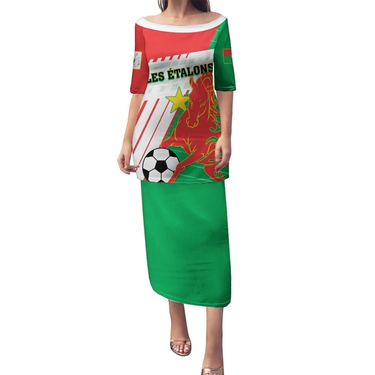 Burkina Faso Football Family Matching Puletasi and Hawaiian Shirt Go Les Etalons - Wonder Print Shop