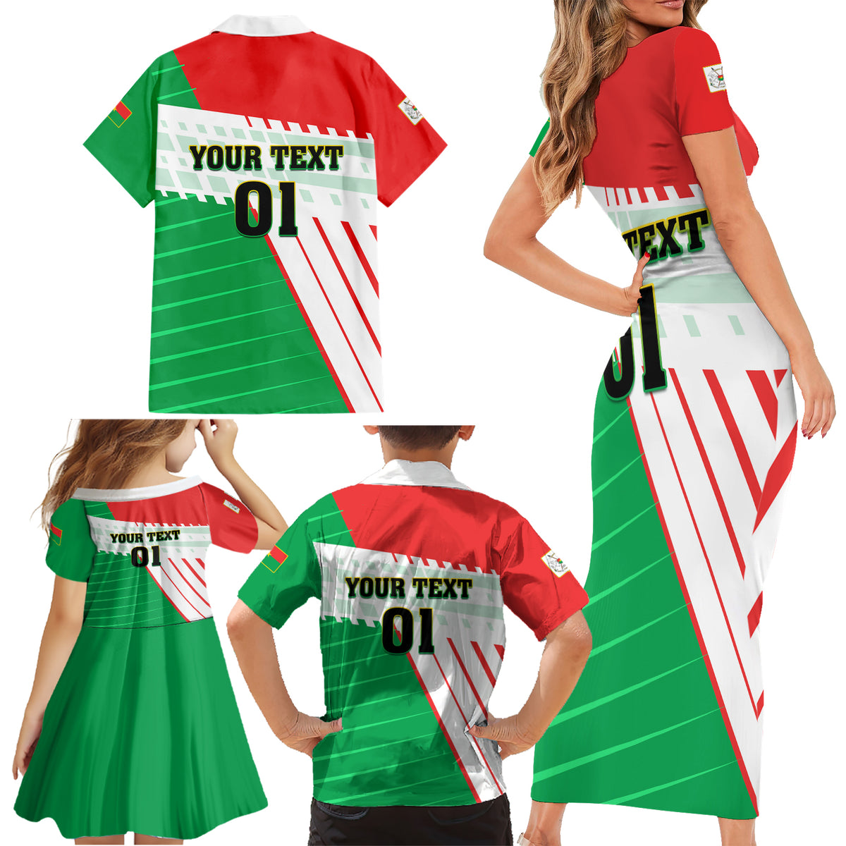 Burkina Faso Football Family Matching Short Sleeve Bodycon Dress and Hawaiian Shirt Go Les Etalons - Wonder Print Shop