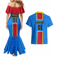 DR Congo Football Couples Matching Mermaid Dress and Hawaiian Shirt Go Les Leopards - Wonder Print Shop