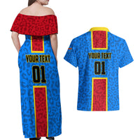 DR Congo Football Couples Matching Off Shoulder Maxi Dress and Hawaiian Shirt Go Les Leopards - Wonder Print Shop