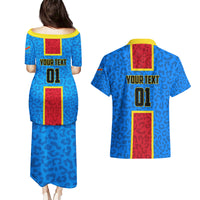 DR Congo Football Couples Matching Puletasi and Hawaiian Shirt Go Les Leopards - Wonder Print Shop