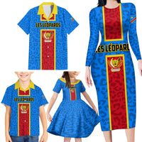 DR Congo Football Family Matching Long Sleeve Bodycon Dress and Hawaiian Shirt Go Les Leopards - Wonder Print Shop