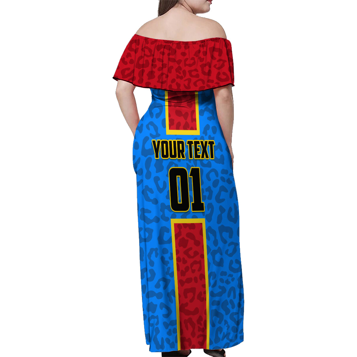 DR Congo Football Family Matching Off Shoulder Maxi Dress and Hawaiian Shirt Go Les Leopards - Wonder Print Shop