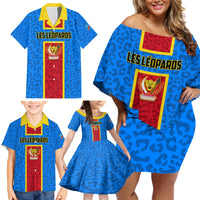 DR Congo Football Family Matching Off Shoulder Short Dress and Hawaiian Shirt Go Les Leopards - Wonder Print Shop