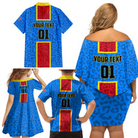 DR Congo Football Family Matching Off Shoulder Short Dress and Hawaiian Shirt Go Les Leopards - Wonder Print Shop