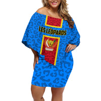 DR Congo Football Family Matching Off Shoulder Short Dress and Hawaiian Shirt Go Les Leopards - Wonder Print Shop