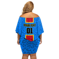 DR Congo Football Family Matching Off Shoulder Short Dress and Hawaiian Shirt Go Les Leopards - Wonder Print Shop