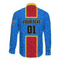 DR Congo Football Long Sleeve Button Shirt Go Les Leopards - Wonder Print Shop