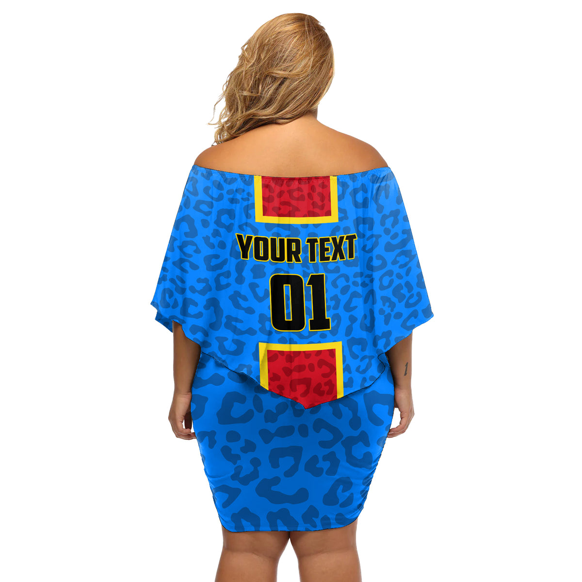 DR Congo Football Off Shoulder Short Dress Go Les Leopards - Wonder Print Shop