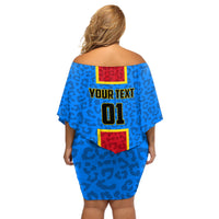 DR Congo Football Off Shoulder Short Dress Go Les Leopards - Wonder Print Shop