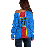 DR Congo Football Off Shoulder Sweater Go Les Leopards - Wonder Print Shop