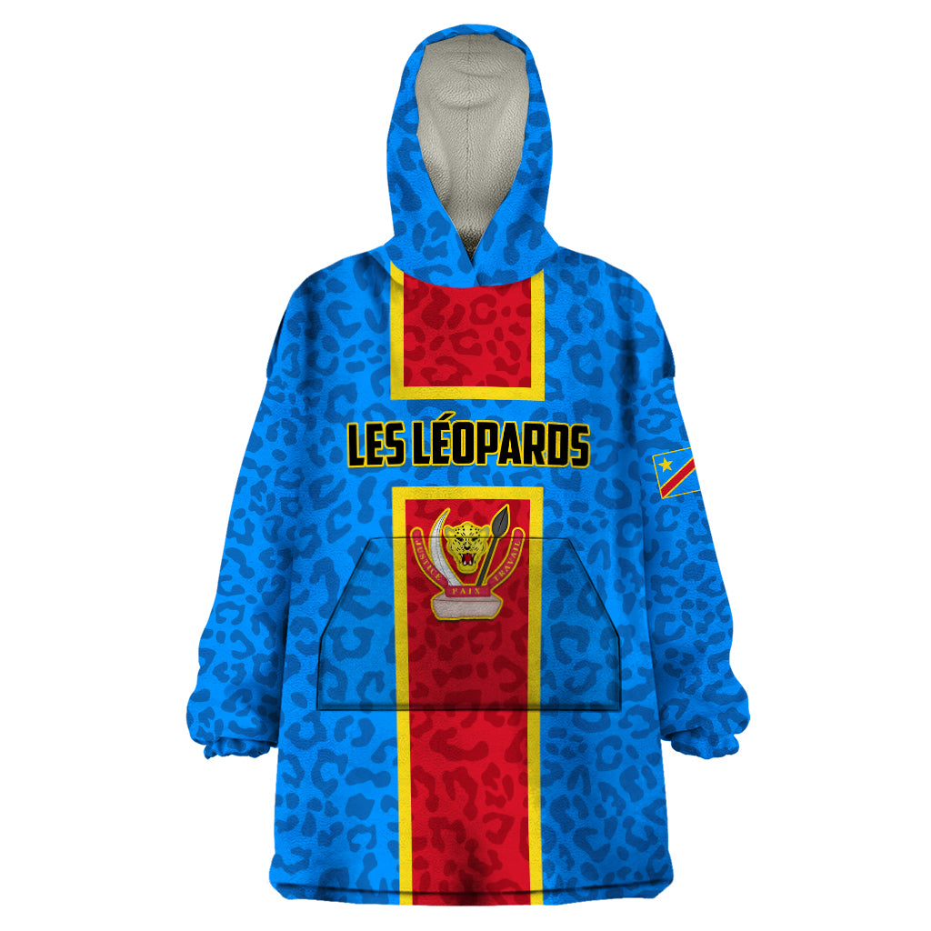 DR Congo Football Wearable Blanket Hoodie Go Les Leopards - Wonder Print Shop