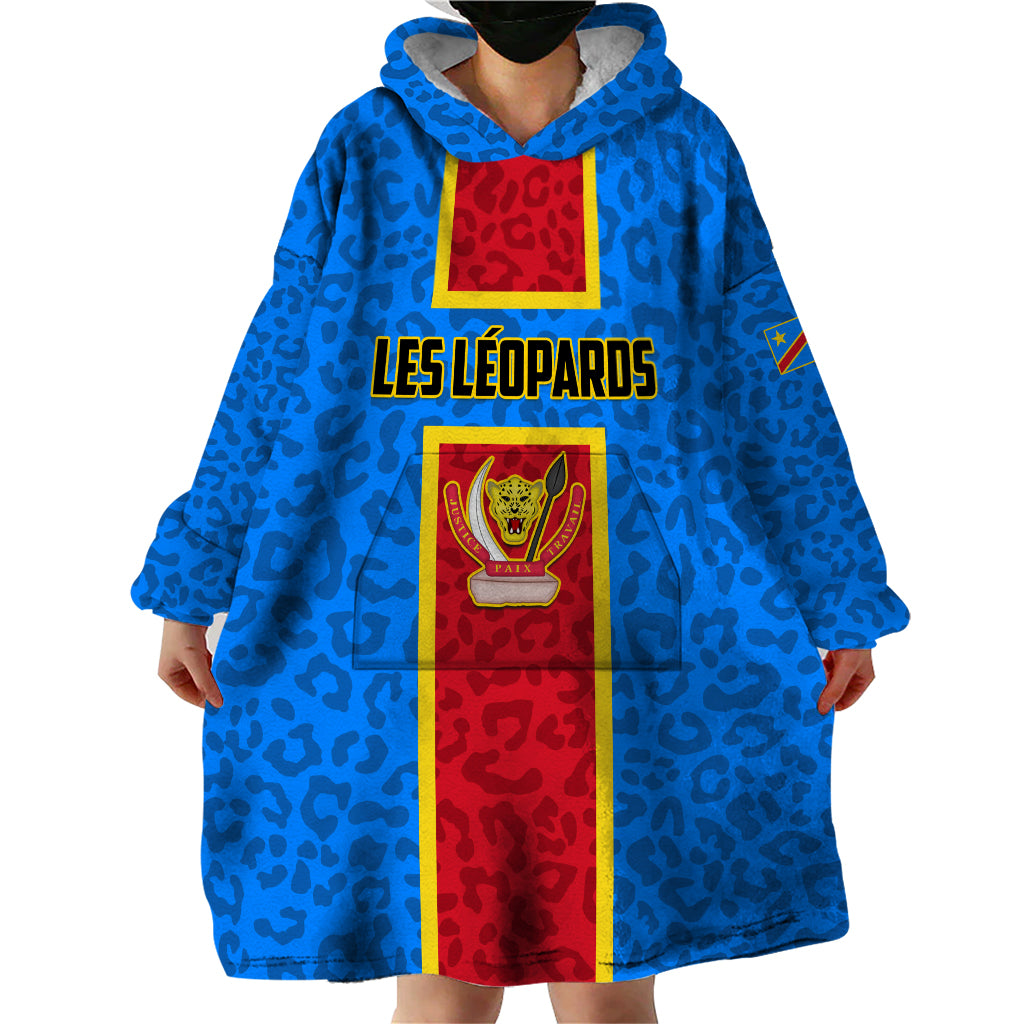 DR Congo Football Wearable Blanket Hoodie Go Les Leopards - Wonder Print Shop