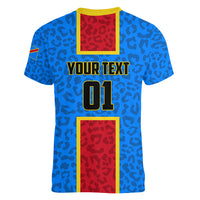 DR Congo Football Women V Neck T Shirt Go Les Leopards - Wonder Print Shop