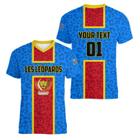 DR Congo Football Women V Neck T Shirt Go Les Leopards - Wonder Print Shop