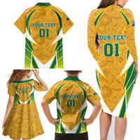 South Africa Soccer Family Matching Long Sleeve Bodycon Dress and Hawaiian Shirt Come On Bafana Bafana - Wonder Print Shop