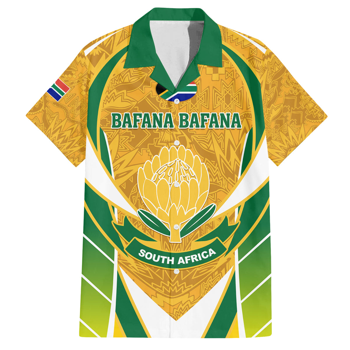 South Africa Soccer Family Matching Off Shoulder Long Sleeve Dress and Hawaiian Shirt Come On Bafana Bafana - Wonder Print Shop