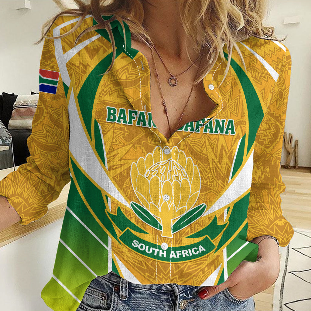 South Africa Soccer Women Casual Shirt Come On Bafana Bafana - Wonder Print Shop