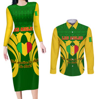 Mali Football Couples Matching Long Sleeve Bodycon Dress and Long Sleeve Button Shirt Tous Derriere Les Aigles Du Mali - Wonder Print Shop
