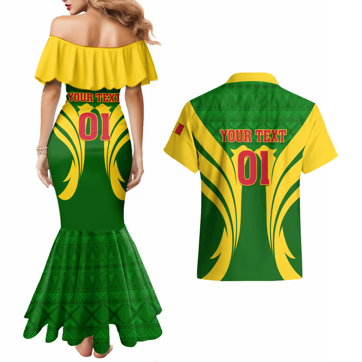Mali Football Couples Matching Mermaid Dress and Hawaiian Shirt Tous Derriere Les Aigles Du Mali - Wonder Print Shop