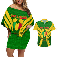 Mali Football Couples Matching Off Shoulder Short Dress and Hawaiian Shirt Tous Derriere Les Aigles Du Mali - Wonder Print Shop