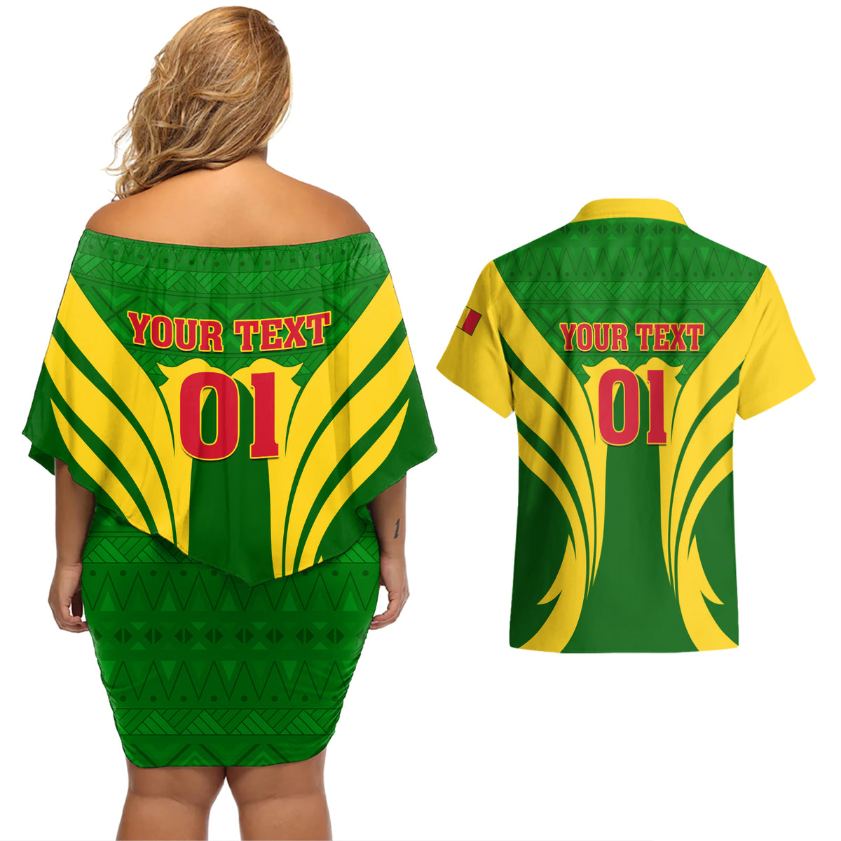 Mali Football Couples Matching Off Shoulder Short Dress and Hawaiian Shirt Tous Derriere Les Aigles Du Mali - Wonder Print Shop