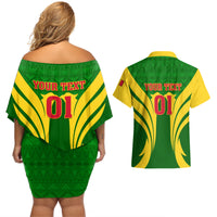 Mali Football Couples Matching Off Shoulder Short Dress and Hawaiian Shirt Tous Derriere Les Aigles Du Mali - Wonder Print Shop