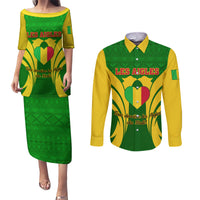Mali Football Couples Matching Puletasi and Long Sleeve Button Shirt Tous Derriere Les Aigles Du Mali - Wonder Print Shop