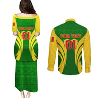 Mali Football Couples Matching Puletasi and Long Sleeve Button Shirt Tous Derriere Les Aigles Du Mali - Wonder Print Shop