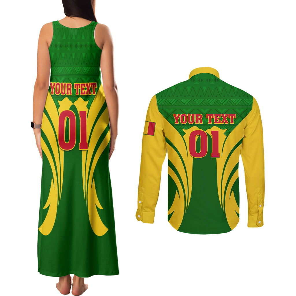 Mali Football Couples Matching Tank Maxi Dress and Long Sleeve Button Shirt Tous Derriere Les Aigles Du Mali - Wonder Print Shop