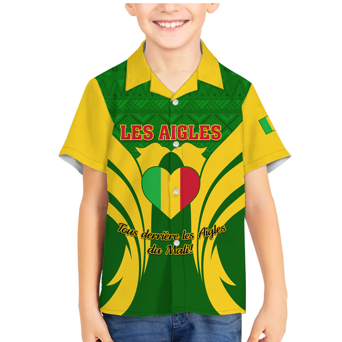 Mali Football Family Matching Mermaid Dress and Hawaiian Shirt Tous Derriere Les Aigles Du Mali - Wonder Print Shop