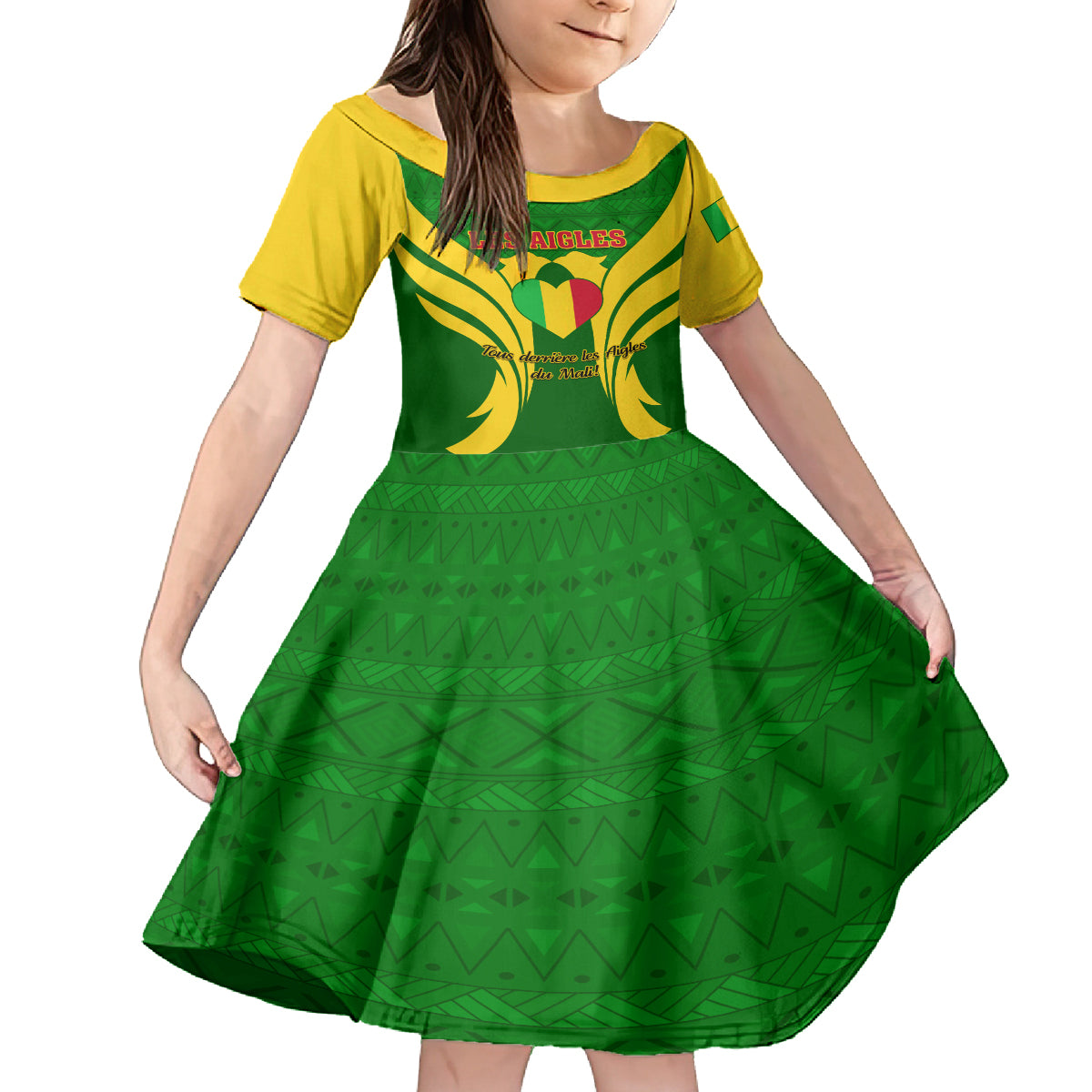 Mali Football Kid Short Sleeve Dress Tous Derriere Les Aigles Du Mali - Wonder Print Shop